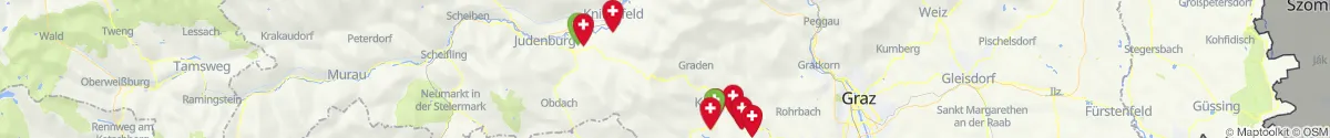 Kartenansicht für Apotheken-Notdienste in der Nähe von Hirschegg-Pack (Voitsberg, Steiermark)